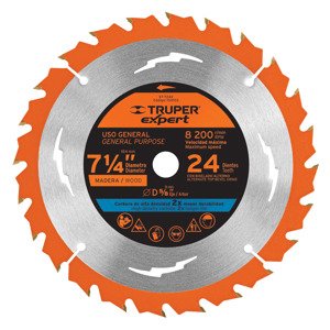 Disco sierra 7-1/4' p/madera, 24 dientes centro 5/8', Expert