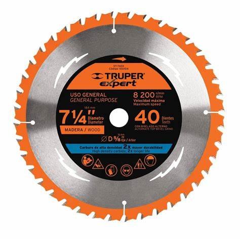 Disco sierra 7-1/4' p/madera, 40 dientes centro 5/8', Expert