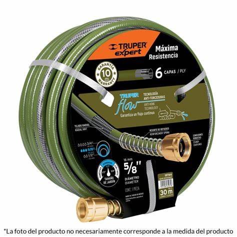 Manguera 3/4' anti-torceduras 6 capas 30m conexiones d/metal